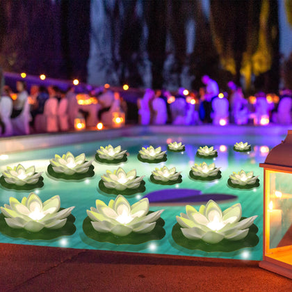 Assaoy floating lotus light in pool creates romantic ambiance with soft multicolor glow