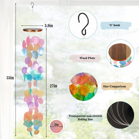 ASTARIN capiz shell wind chime 35-inch outdoor hanging in sunlight