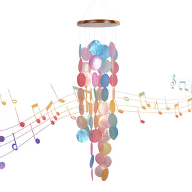ASTARIN Capiz wind chime uses hemp rope for durable seasonal use