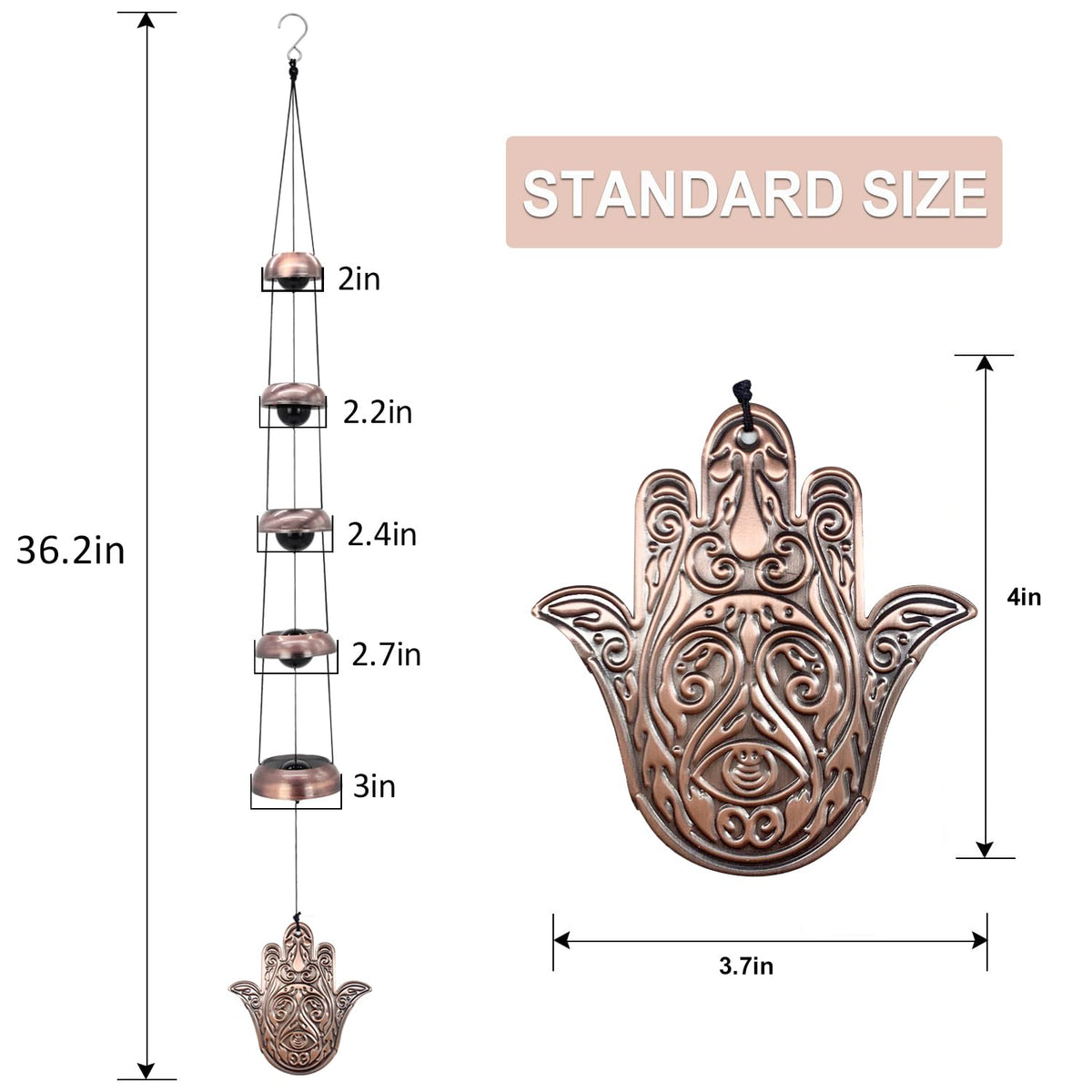 ASTARIN feng shui copper chime promotes balance and a soothing outdoor ambiance.