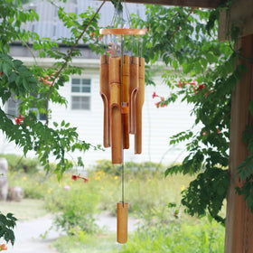 ASTARIN wind chimes handcrafted with FSC-certified wood, ideal porch decor and gentle tones.