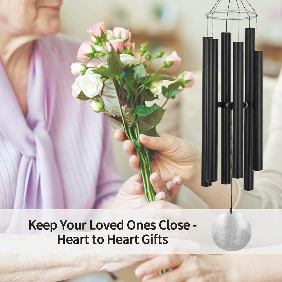 ASTARIN wind chimes with heavy-duty nylon cord for outdoor durability.