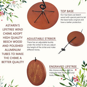 Astarin Tree of Life windcatcher engraving enhances sunlit focal point.