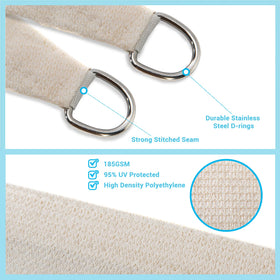 AsterOutdoor stainless-steel D-rings highlight secure shade anchoring.