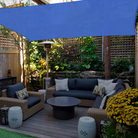 AsterOutdoor shade sail blue 16x20, easy-care cleaning guidance.