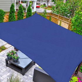AsterOutdoor sun shade rectangle 16x20 blue over patio, UV protection.