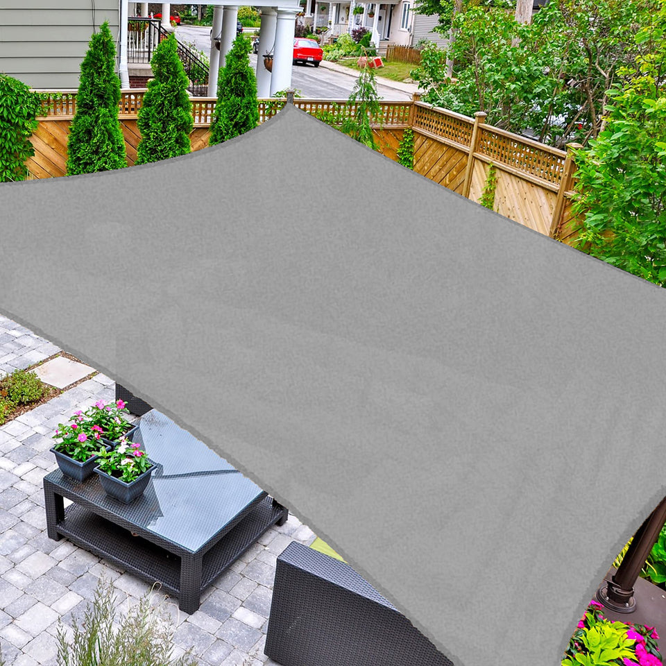 AsterOutdoor rectangle shade sail 8x12 overview for patios, lawns, and gardens.