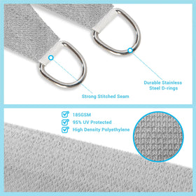 AsterOutdoor shade sail blocks 95% UV for cooler outdoor spaces.