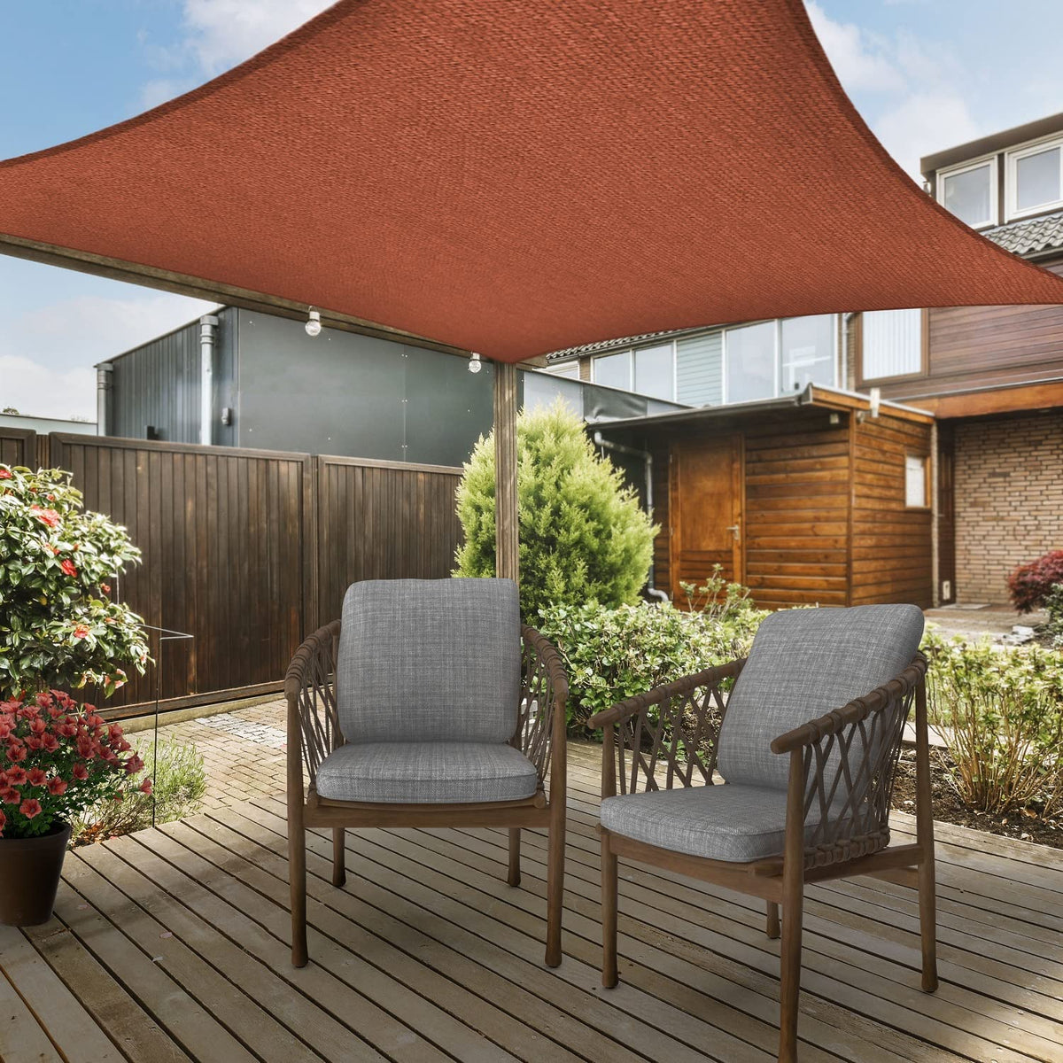 AsterOutdoor shade sail kit with 4 ropes for easy setup.