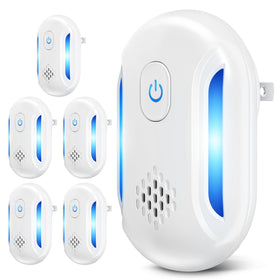 Asukin Ultrasonic Mouse Repeller front view showing dual frequencies for pest deterrence
