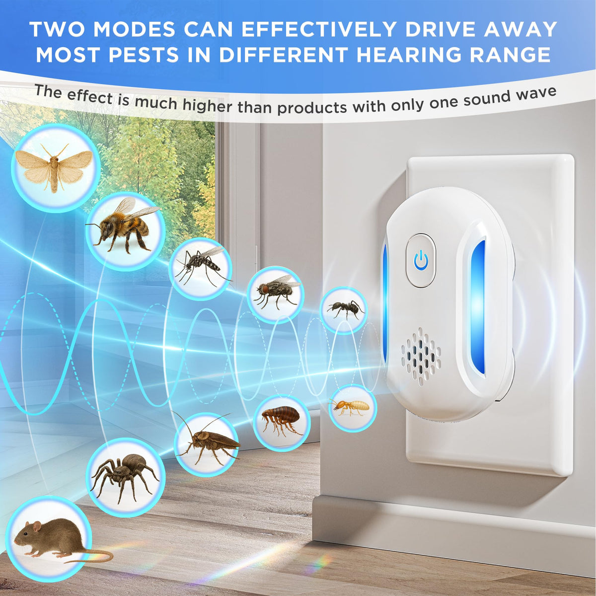 Asukin Ultrasonic Mouse Repeller side angle highlighting compact plug-in design for homes