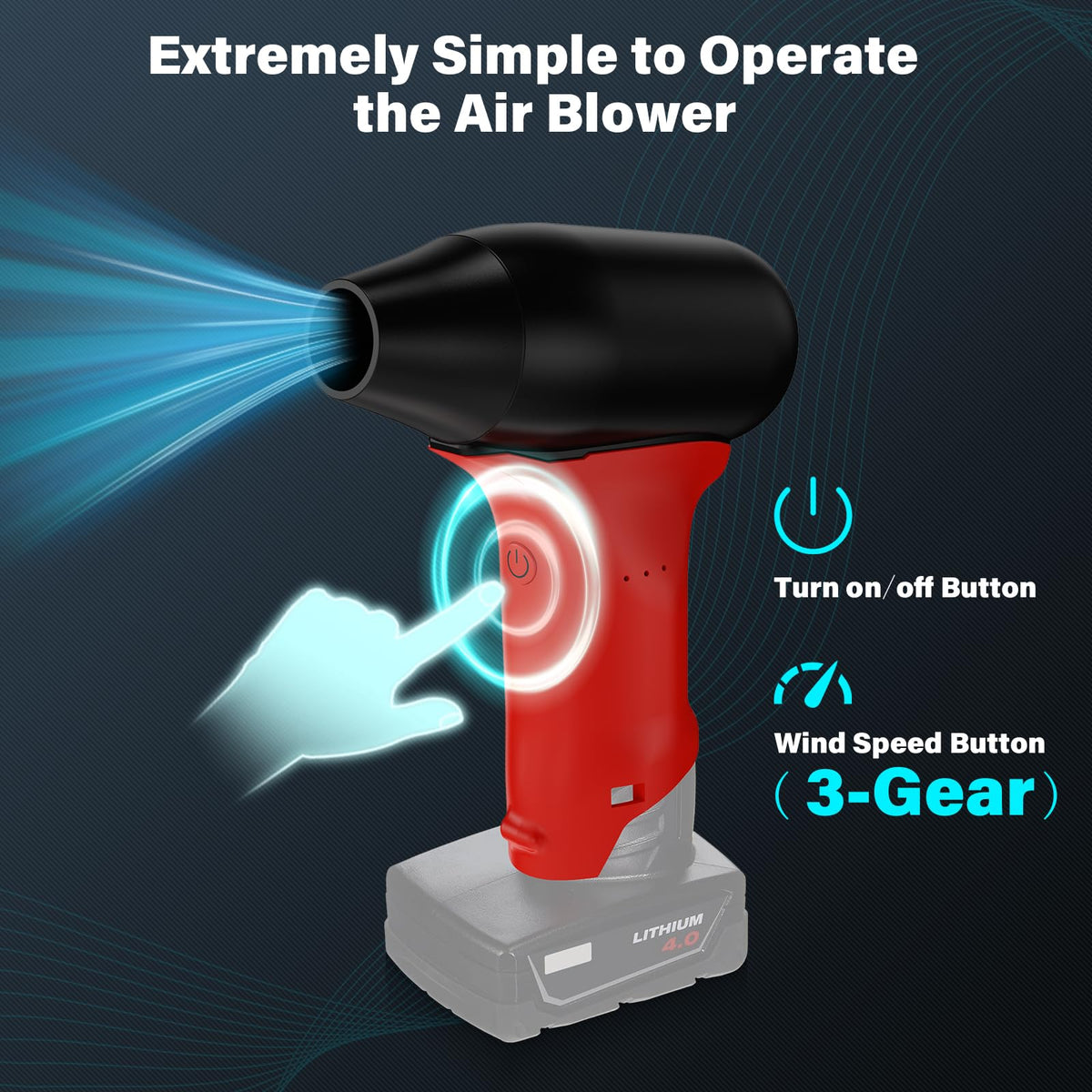 Close-up of ASUNT nozzle on Milwaukee 12V Jet Dry Mini Blower for precision air
