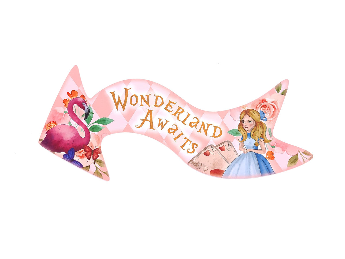 ASVP Shop Alice arrow sign showing White Rabbit for quick seating guidance