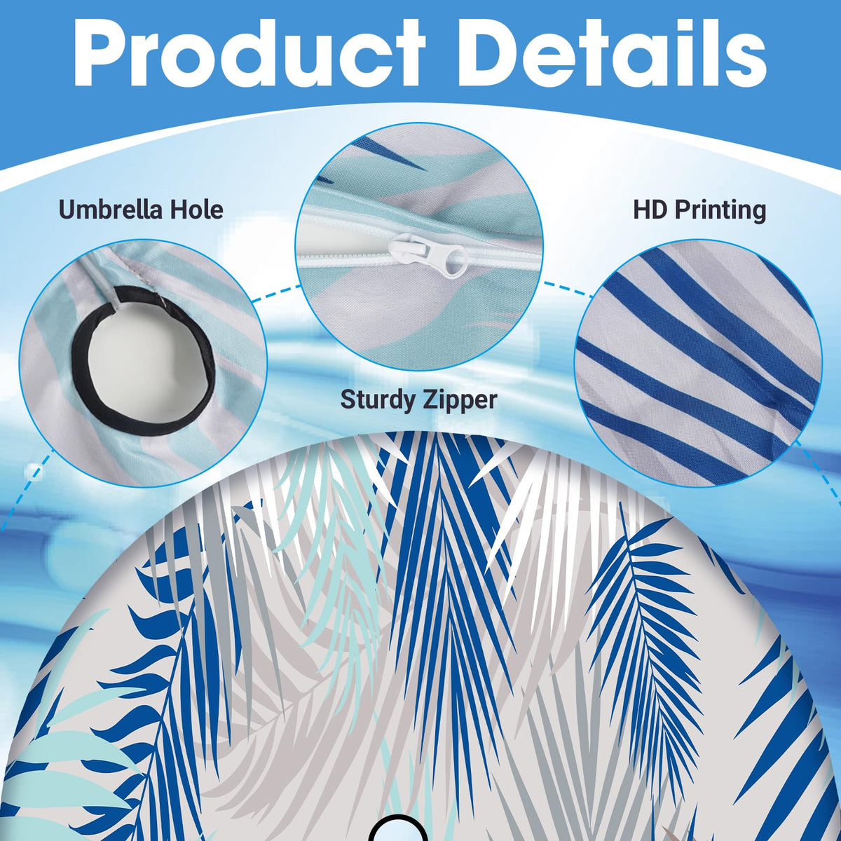 Asxhif round tablecloth with zipper opening enables easy removal without shade removal.