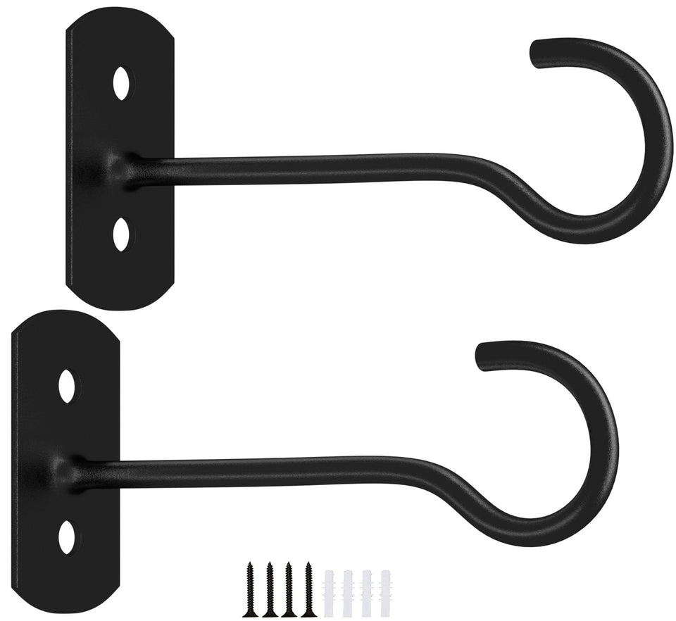 ASZUNE 6in hanging plant hook front view demonstrates sturdy wall mounting for outdoor and indoor decor.