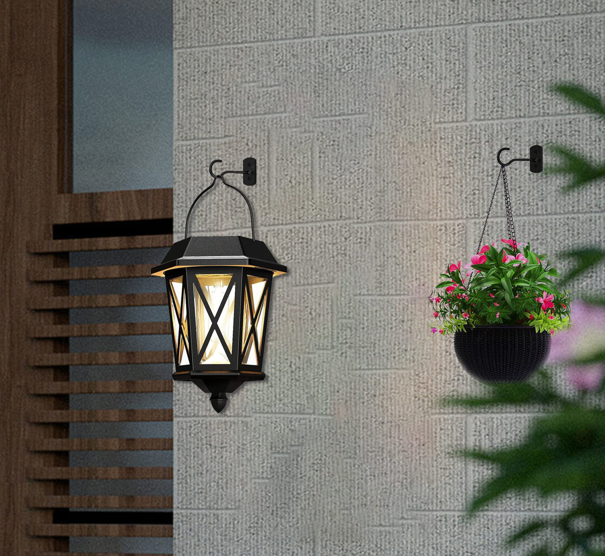 ASZUNE 6in hanging plant hook garden use shows reliability for planters and lanterns.