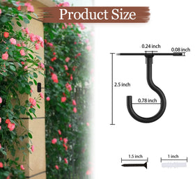 Closeup view of ASZUNE black metal ceiling hook for durable indoor outdoor use