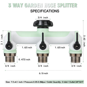 ATAOSGR hose splitter shutoff valves closeup highlighting precise control