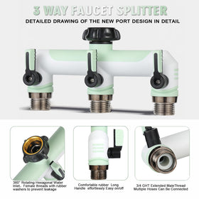ATAOSGR outdoor faucet splitter installed on tap for multiple connections