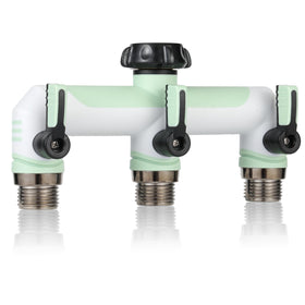 ATAOSGR three-way hose splitter setup showing versatile garden watering