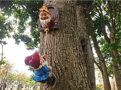 ATCTBOGFS climbing gnome tree hugger outdoor decor adds playful charm to any garden.