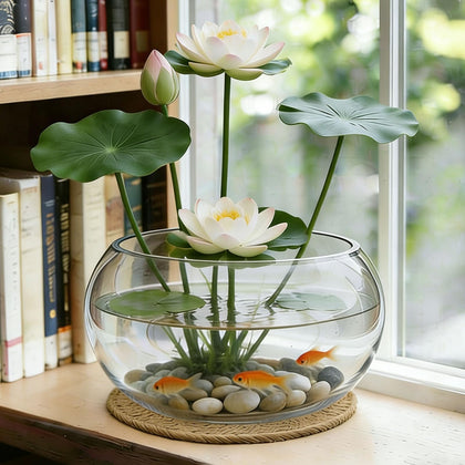ATdobZYZ 10-inch lotus bowl focus: clear, durable centerpiece for indoor décor and water-friendly displays.