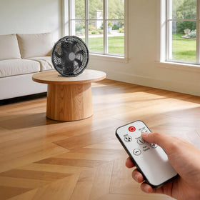 ATEngeus misting fan with remote and 7-speed settings for precise comfort