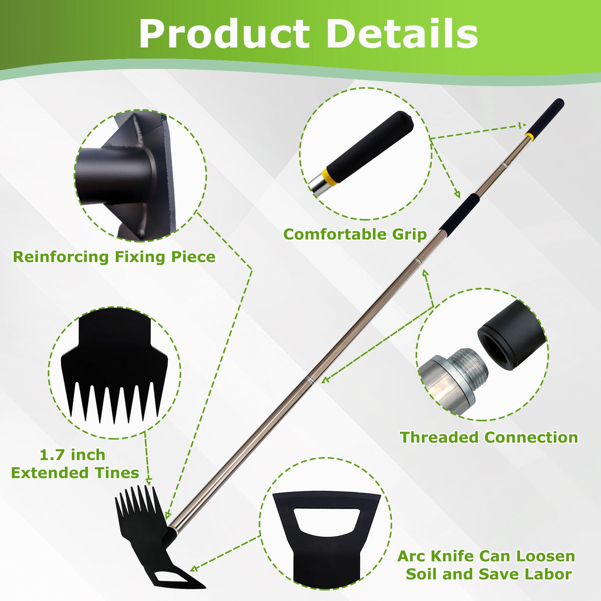 ATFVERDEX 2-in-1 hoe and rake for efficient yard clearing.