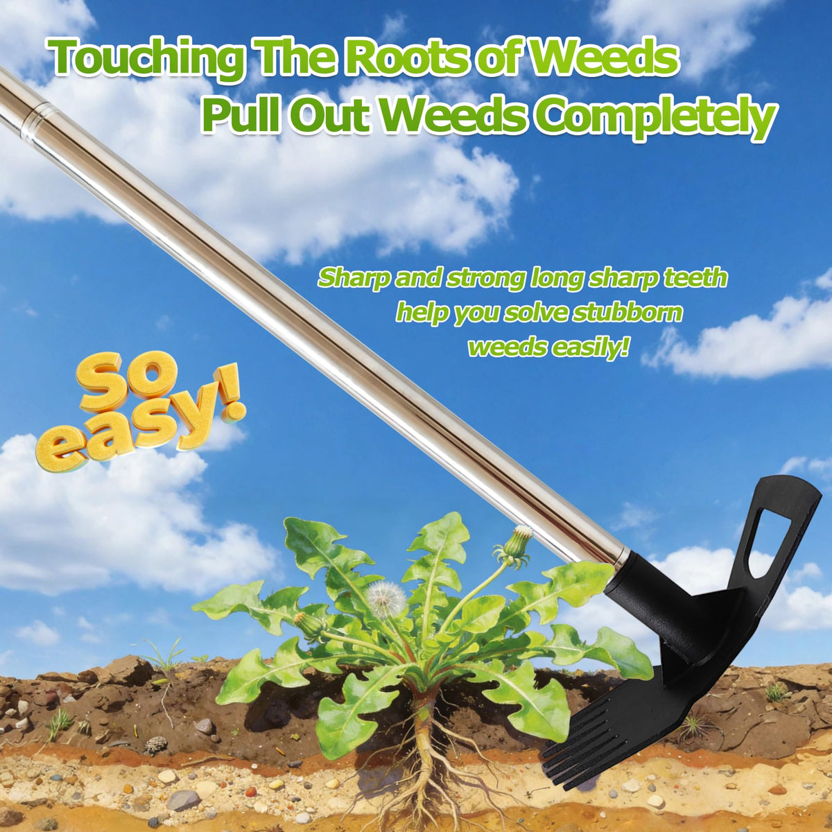 ATFVERDEX long-handle garden tool reduces bending during weeding.