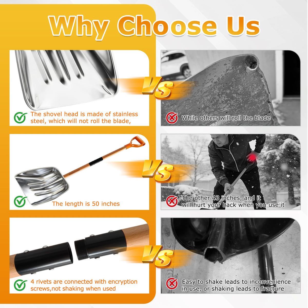 ATFVERDEX scoop shovel D-handle with wooden grip reduces fatigue.