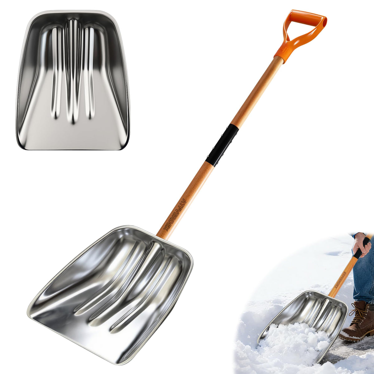 ATFVERDEX scoop shovel driveway blade facilitates quick snow clearance.