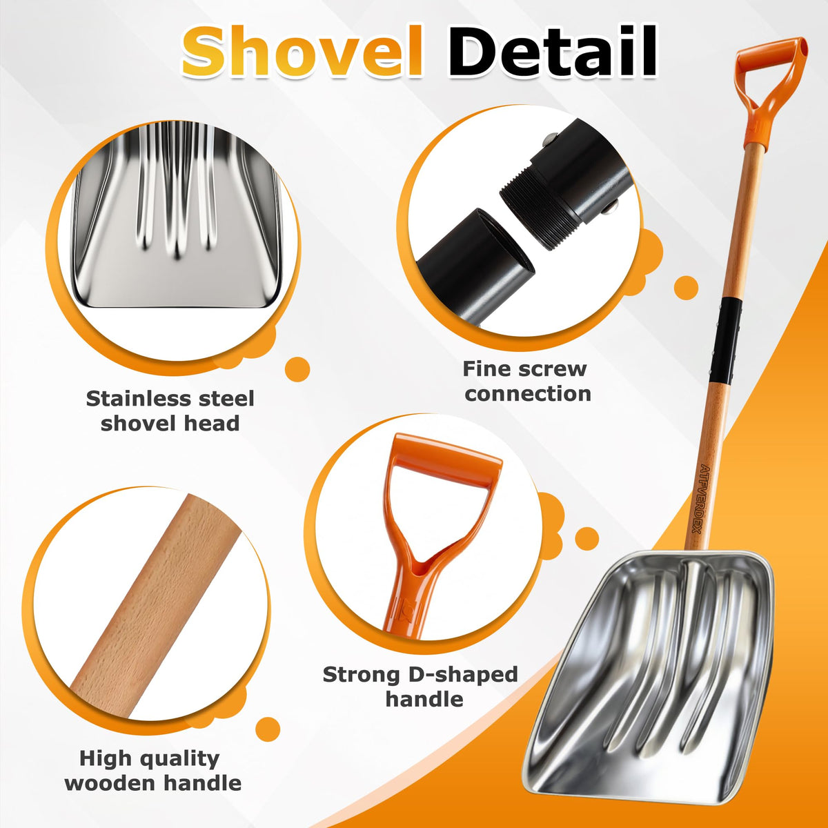 ATFVERDEX scoop shovel wide edge 13x16 boosts coverage per pass.