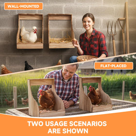 ATHCOHT wooden nesting box suitable for chickens, ducks, and pigeons in a mixed flock