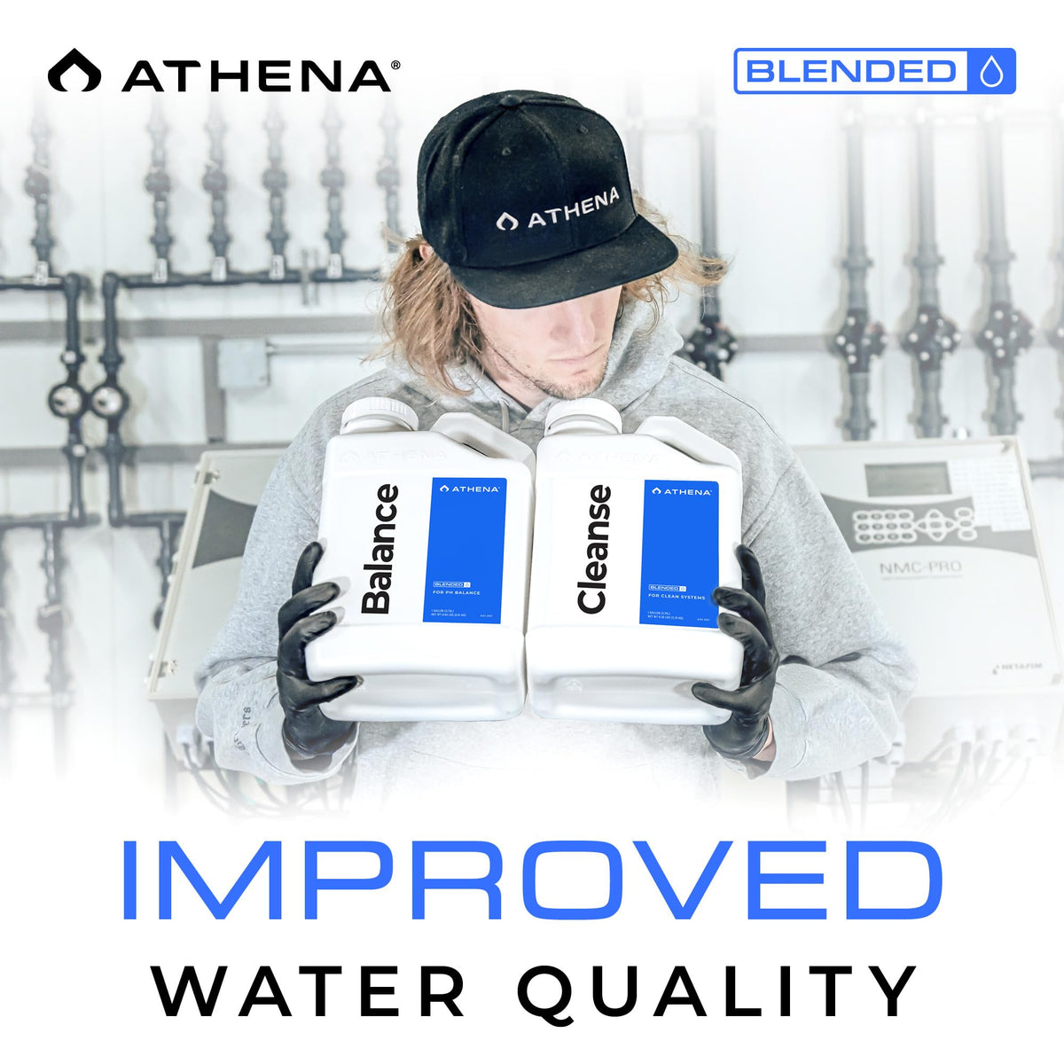 Athena Blended Balance label emphasizes reliable pH stabilization for plant uptake.