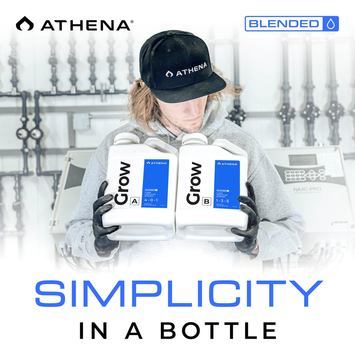 Athena Blended Grow A&B ideal for home or commercial garden setups.