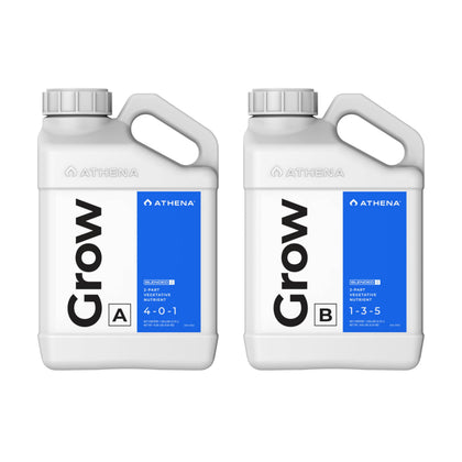 Athena Blended Grow A&B bottle pour illustrating measured vegetative feed for hydroponics