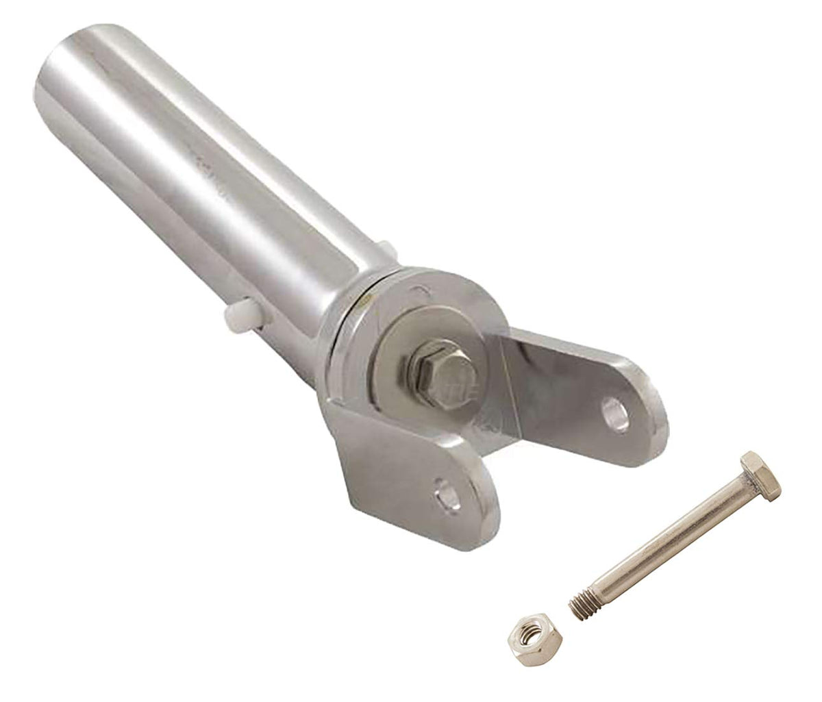 ATIE chrome swivel vacuum head handle shown for smooth steering during cleaning.