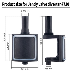 Compatibility guide image showing how to verify fit with Jandy diverters.