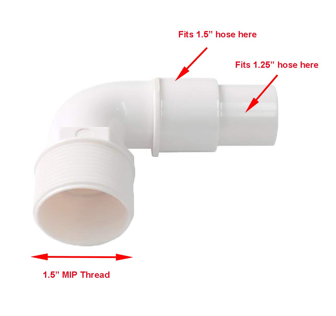 ATIE pool hose connection adapter demonstrates inlet and outlet compatibility for above-ground pools.