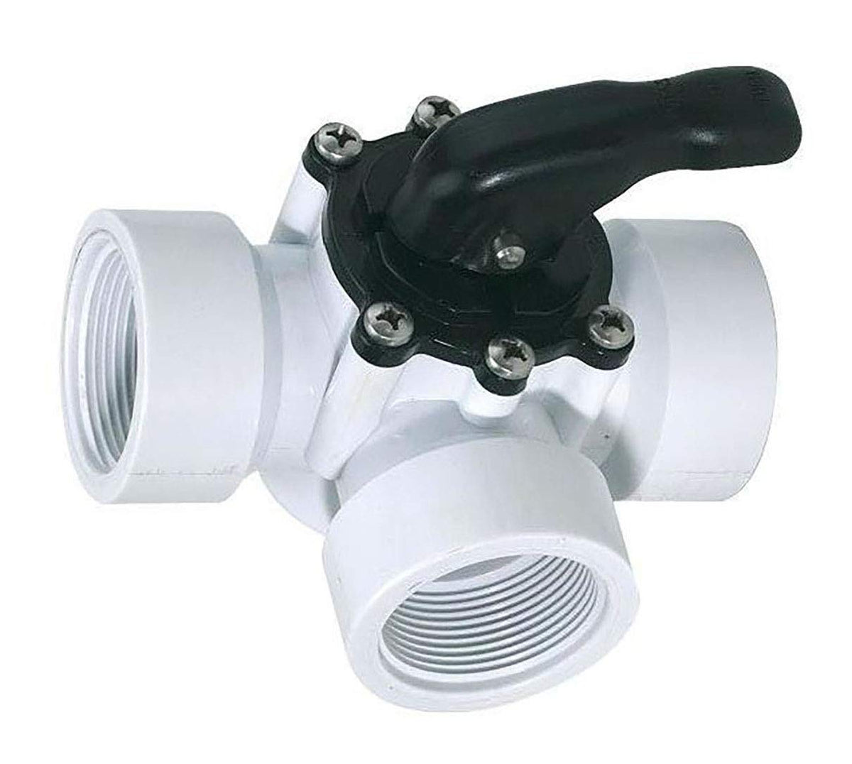ATIE Pool & Spa 3-Way Diverter Valve close-up, showing durable PVC and chemical resistance.
