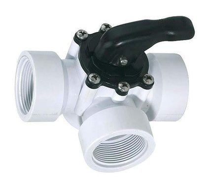 ATIE Pool & Spa 3-Way Diverter Valve close-up, showing durable PVC and chemical resistance.