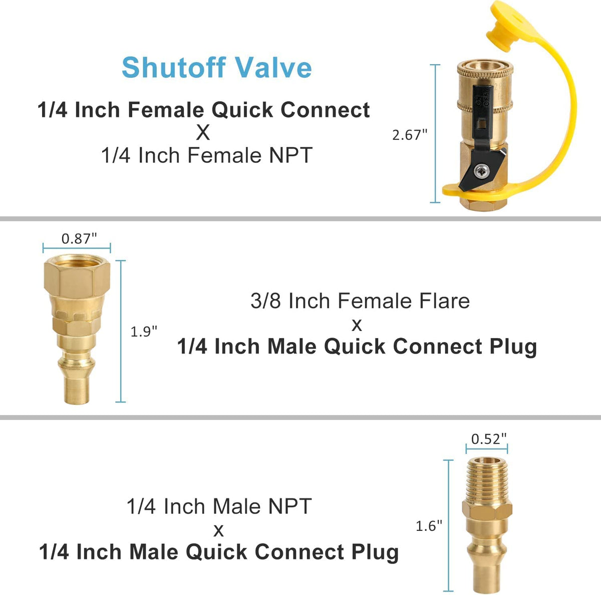 ATKKE brass quick connect fittings close up showing durability