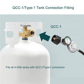 ATKKE regulator featuring excess-flow safety and CSA certification label.