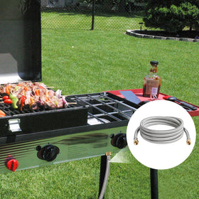 Fire pit setup using ATKKE hose and adapters outdoors