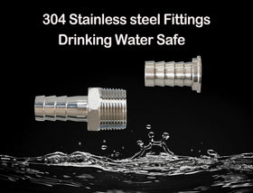 Atlantic 304 stainless steel fittings provide durable, leak-resistant connections.