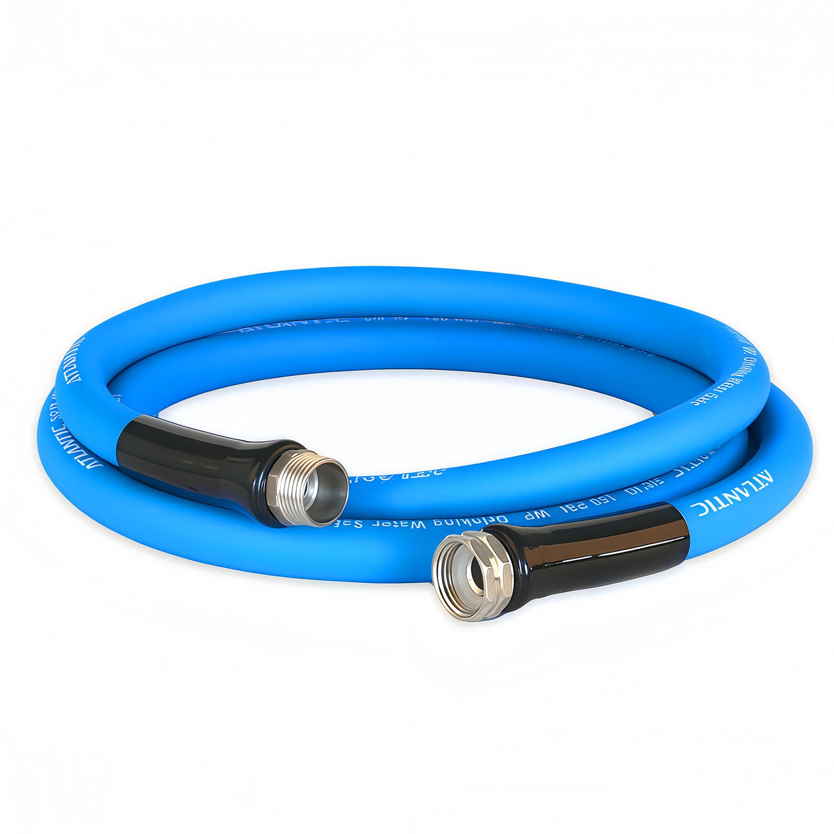 Atlantic RV drinking water safe hose 5ft ready for clean water hookups.