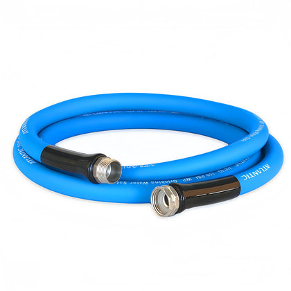 Atlantic RV drinking water safe hose 5ft ready for clean water hookups.