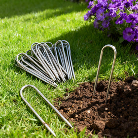 Atlantic stainless landscape stakes install quickly with no tools.