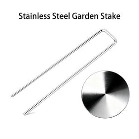 Atlantic stainless steel stake holding a garden hose securely