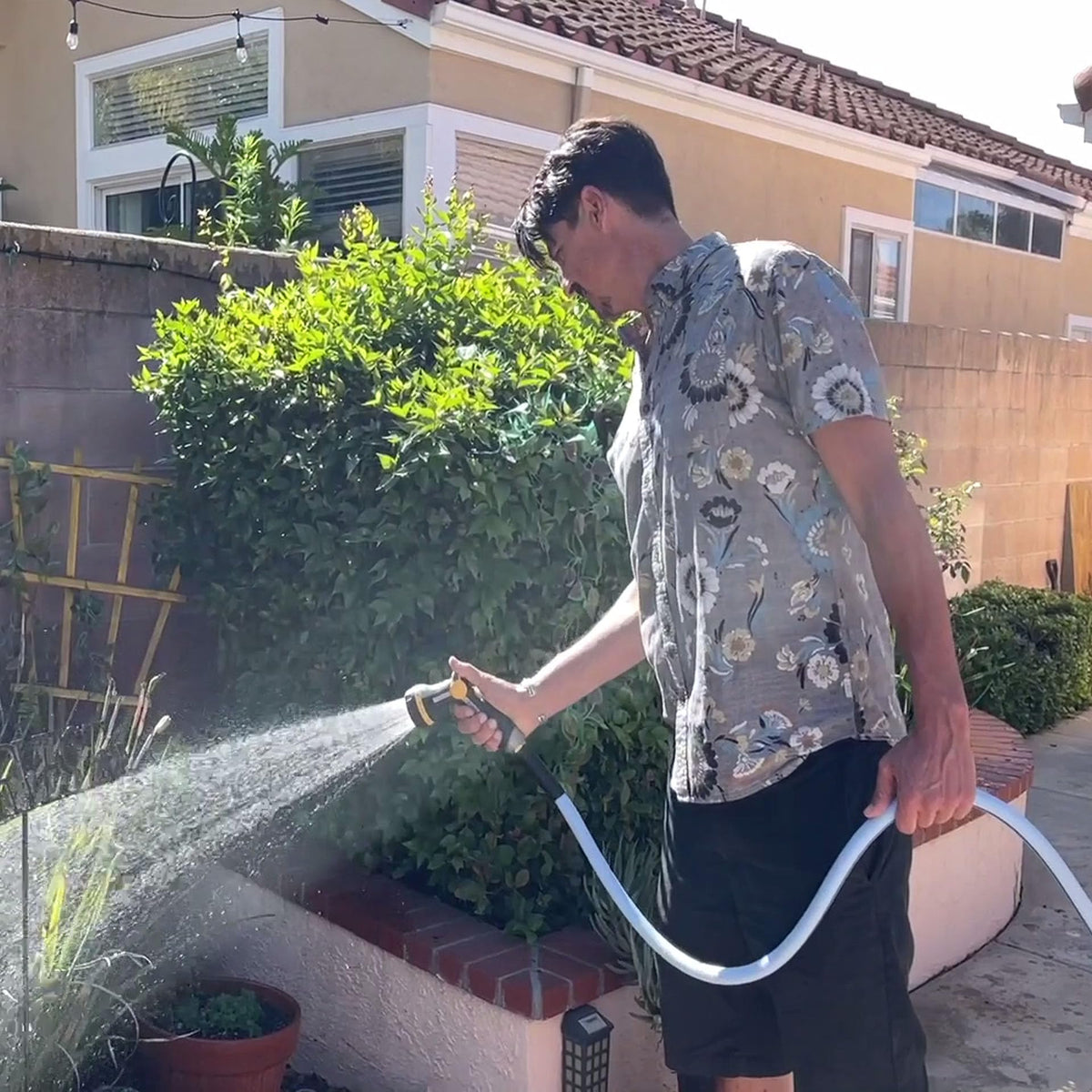 Atlantic versatile hose suited for plants, decks, and car washing.